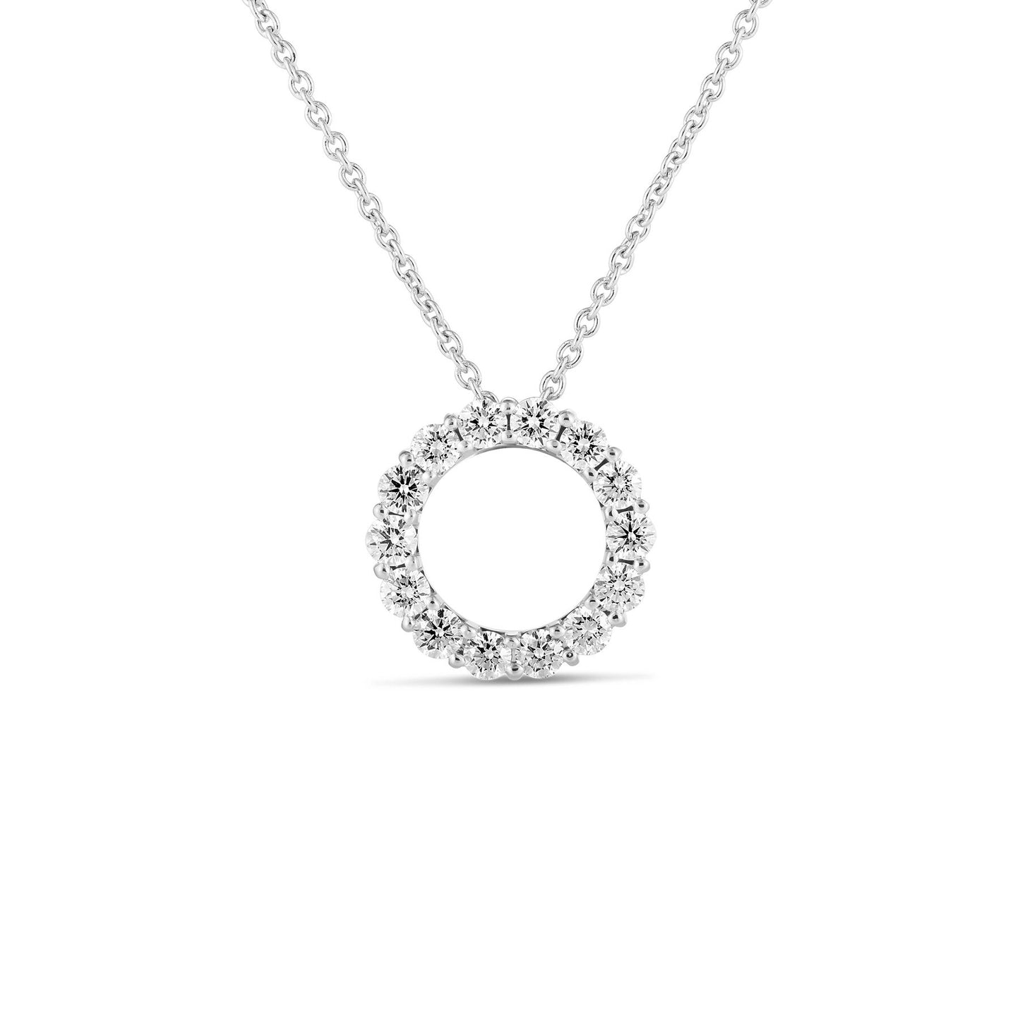 18K WG SMALL DIAMOND CIRCLE NECKLACE