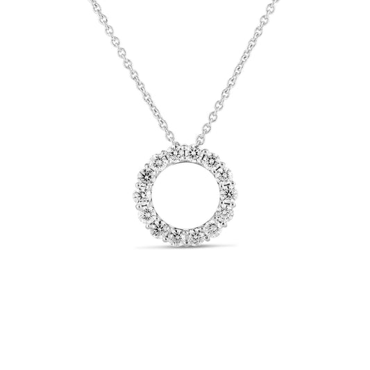 18K WG SMALL DIAMOND CIRCLE NECKLACE