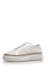 VANNIE PERFORATED CALF SKIN LEATHER SHOE - WHITE