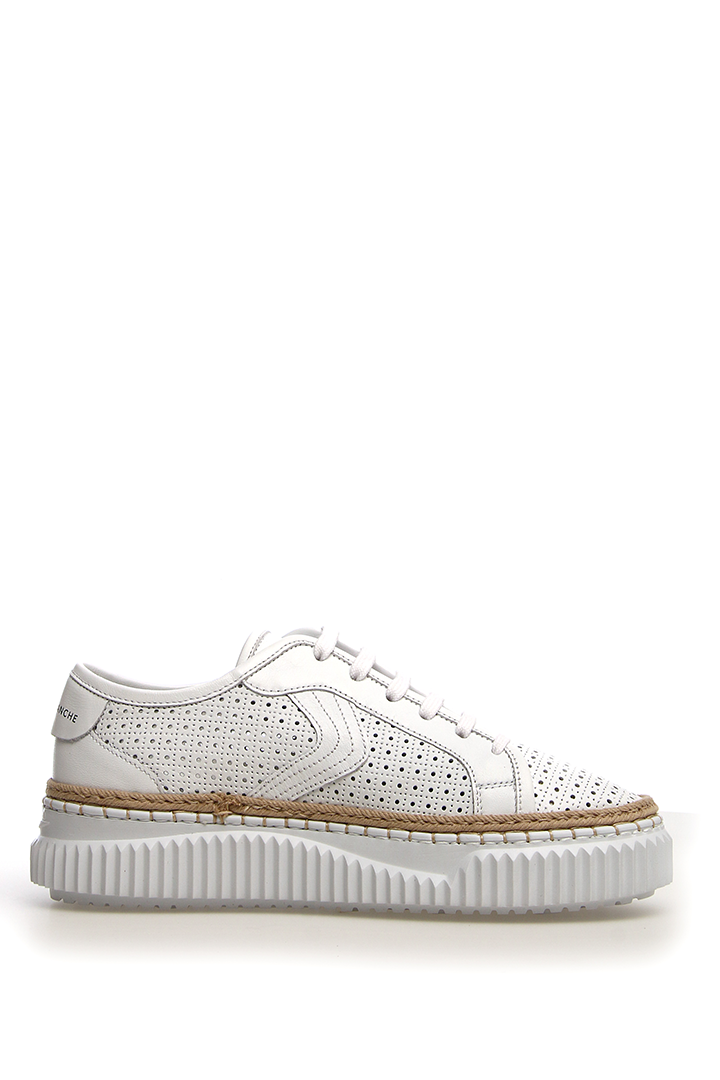 VANNIE PERFORATED CALF SKIN LEATHER SHOE - WHITE
