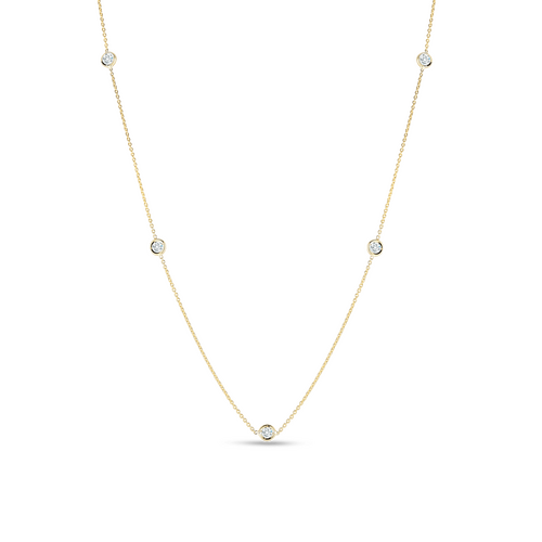 18K YG 5 STATION DIAMOND NECKLACE