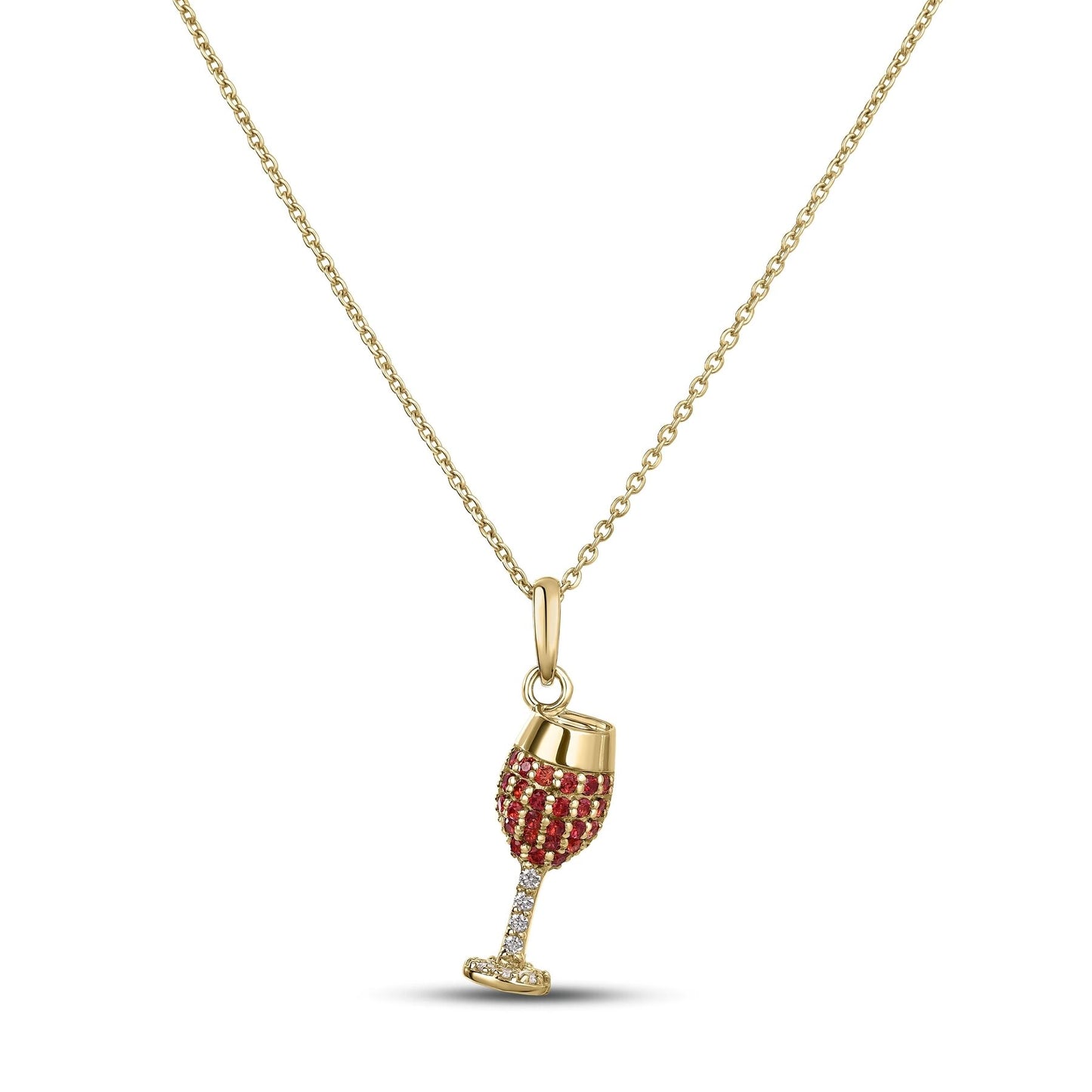 18K YG DIAMOND ORANGE SAPPHIRE WINE GLASS NECKLACE