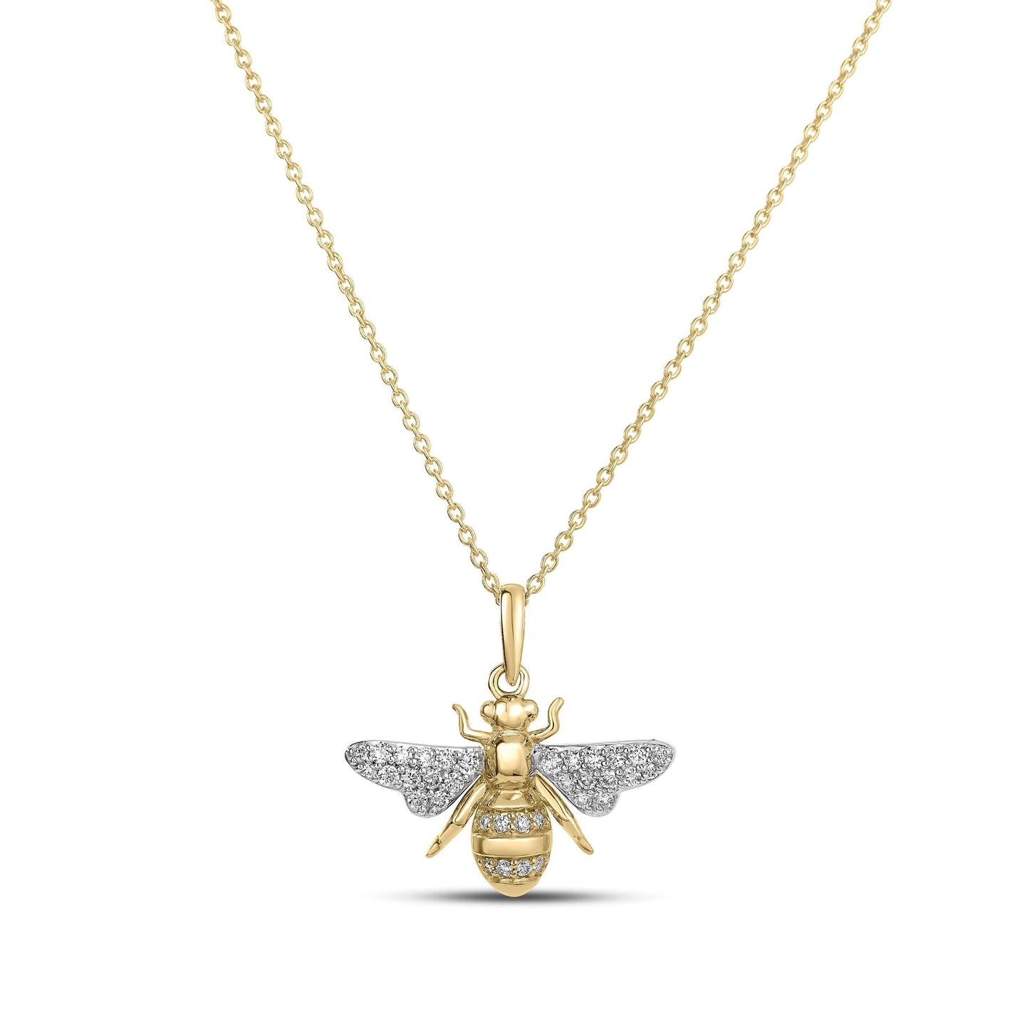 18K YELLOW/WHITE GOLD BUMBLE BEE NECKLACE