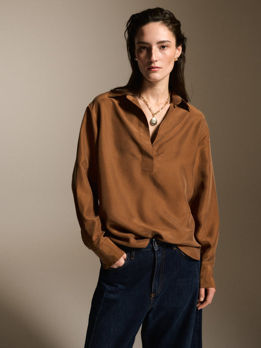 ELDA COPPER WASHED SILK BLOUSE