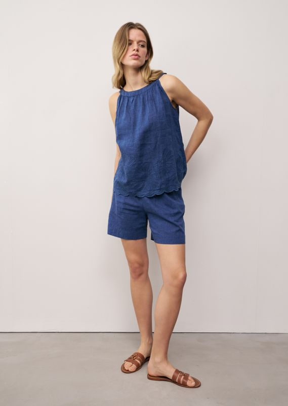 BELLA NAVY LINEN SHORT
