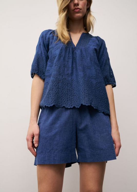 BELLA NAVY LINEN SHORT