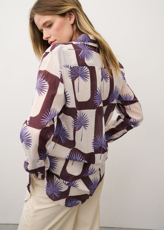 TAYA FAN PRINT COTTON BLOUSE