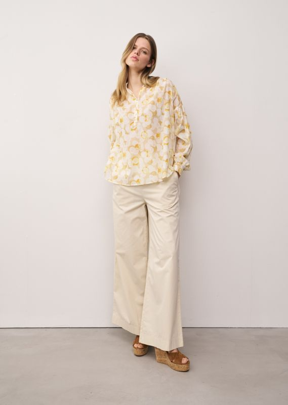 ANNIKA YELLOW PRINTED COTTON BLOUSE WITH BALOON SLEEVES