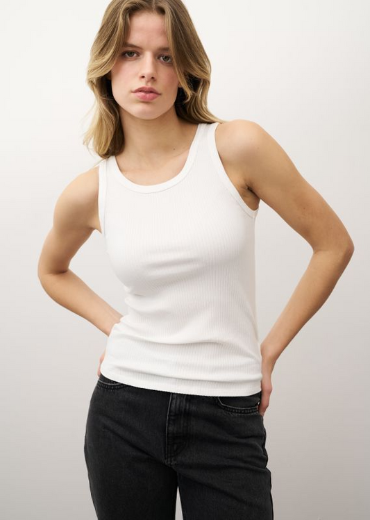 ELLA WHITE RIBBED JERSEY TOP