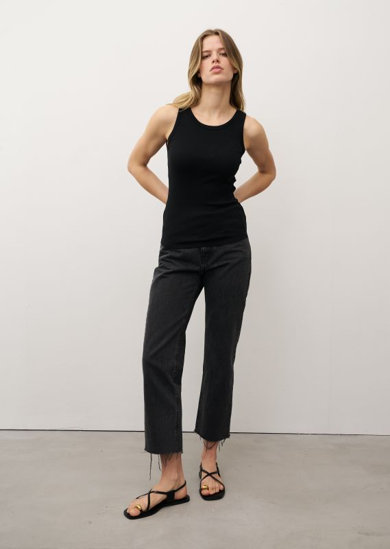 ELLA BLACK RIBBED JERSEY TOP