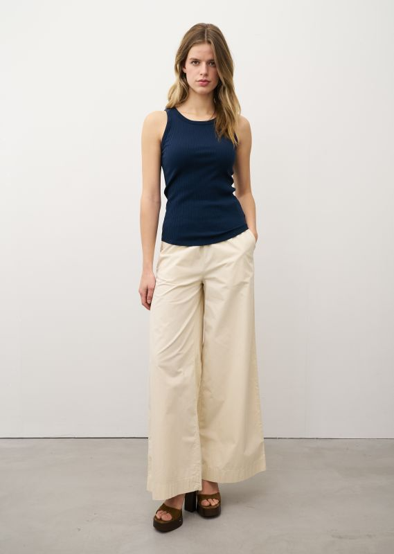 ELLA NAVY RIBBED JERSEY TOP
