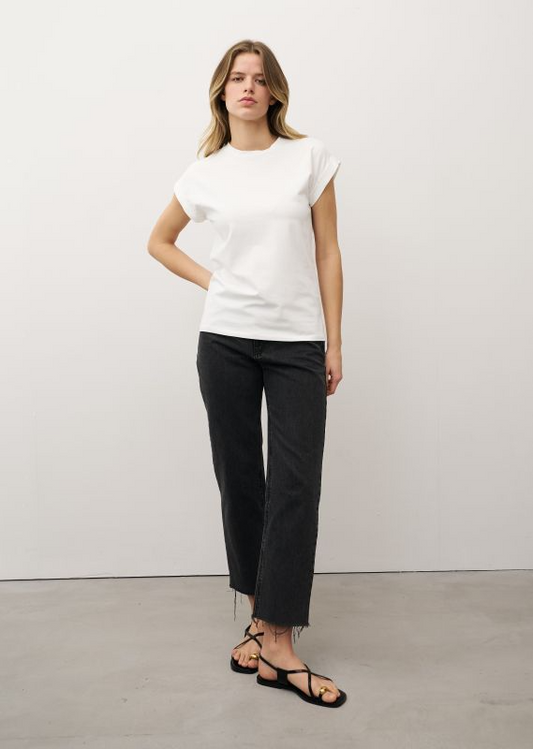 TISHA WHITE COTTON BLEND T-SHIRT