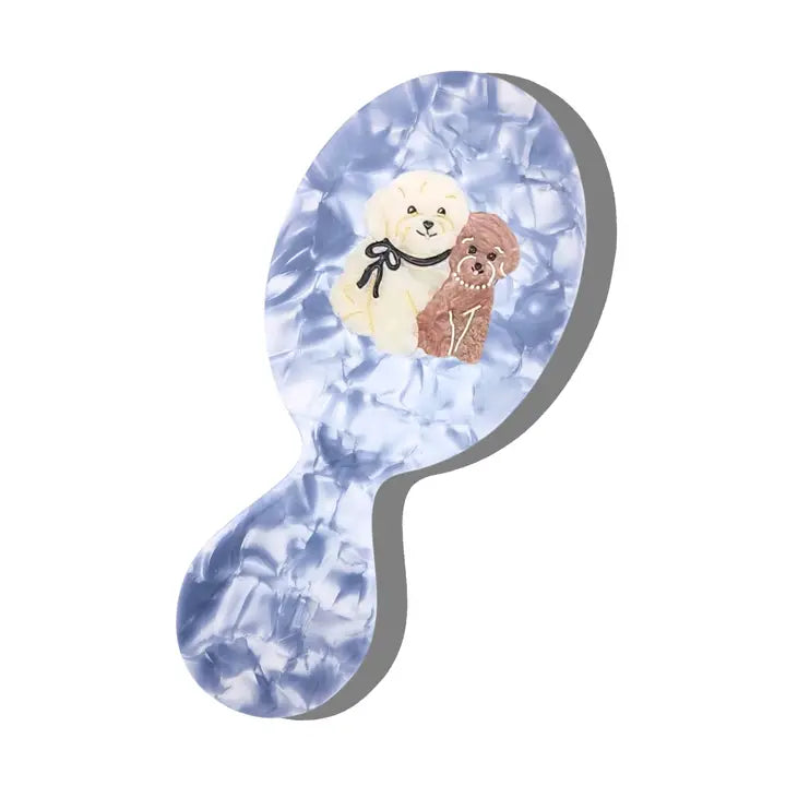 HAND PAINTED PUPPY FRIENDS HANDBAG HERO BRUSH