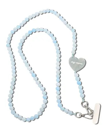 HAND PAINTED DOG MOM CROSSBODY PHONE CHAIN- BLUE