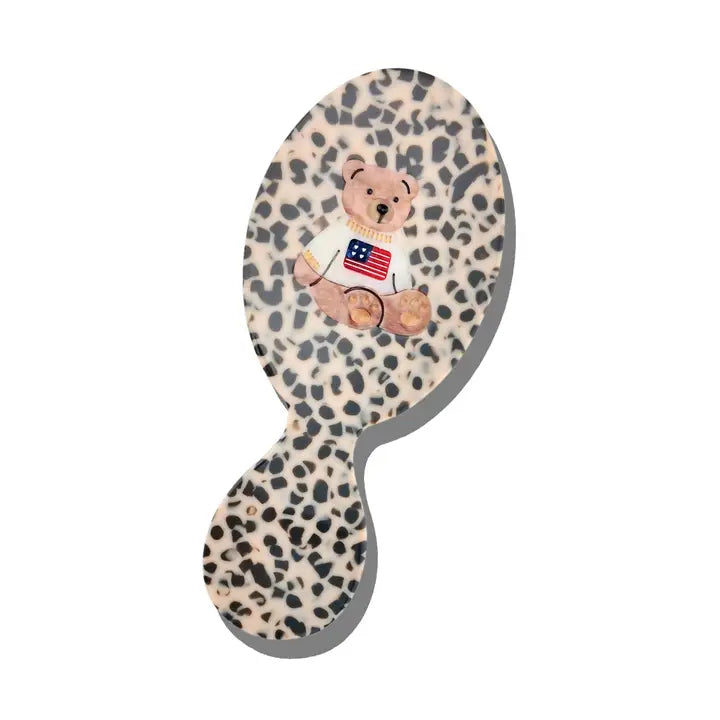 HAND-PAINTED AMERICANA TEDDY HANDBAG HERO BRUSH