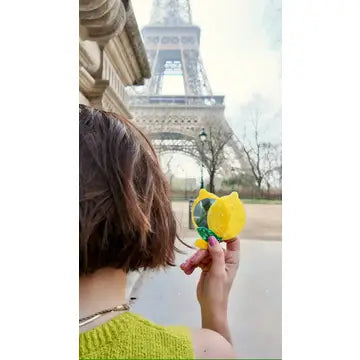 HAND-PAINTED LEMON COMPACT MIRROR