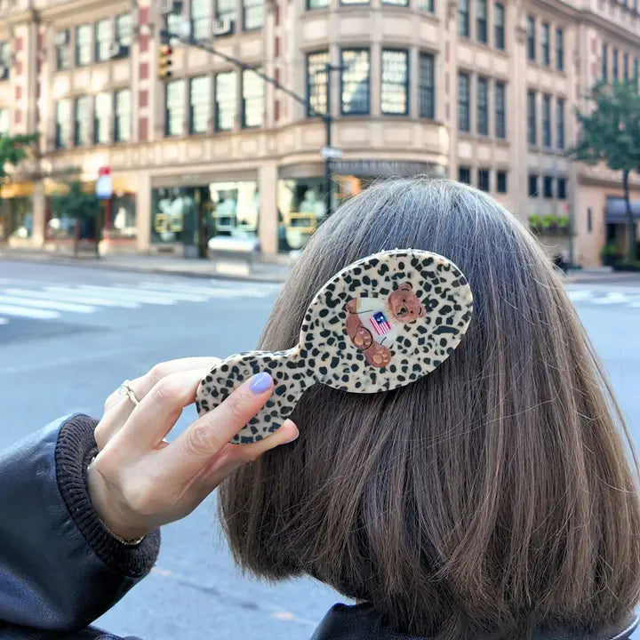 HAND-PAINTED AMERICANA TEDDY HANDBAG HERO BRUSH