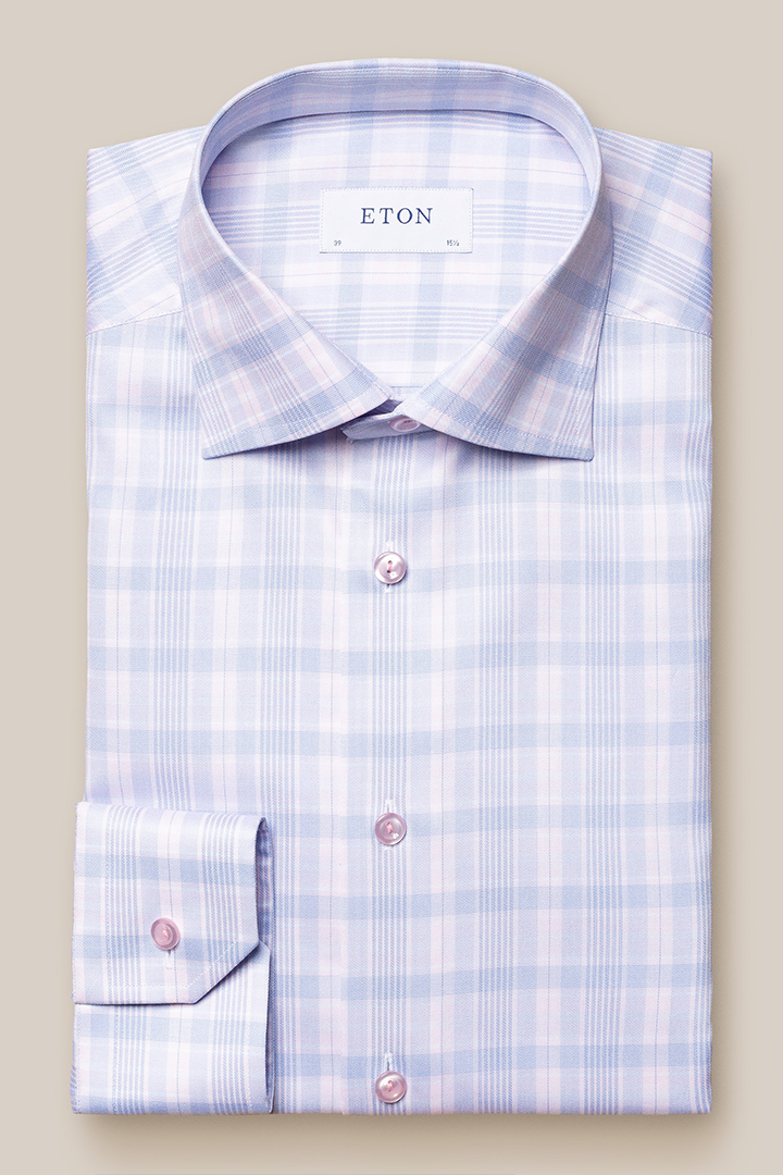 PINK THREE COLOR SIGNATURE TWILL SHIRT - PRINCE OF WHALES CHECK