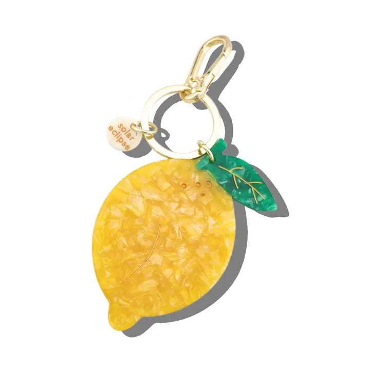 HAND PAINTED LEMON BAG CHARM + KEYCHAIN