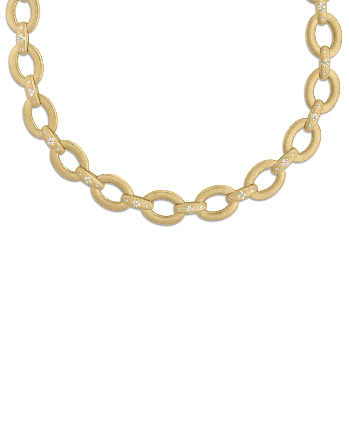 18K YG DUCHESSA SM OVAL LINK NECKLACE WITH DIAMONDS