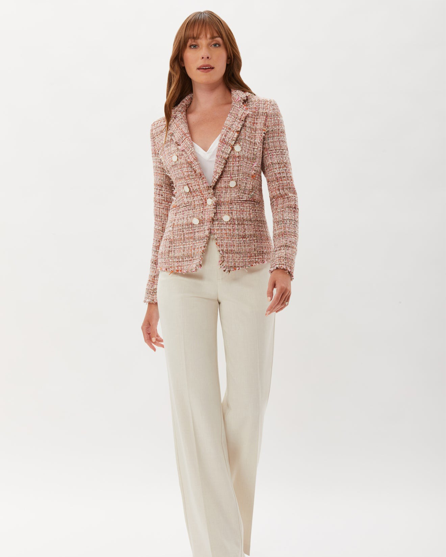 TWILL BLAZER WITH DOUBLE BREASTED LOOK - MULTI