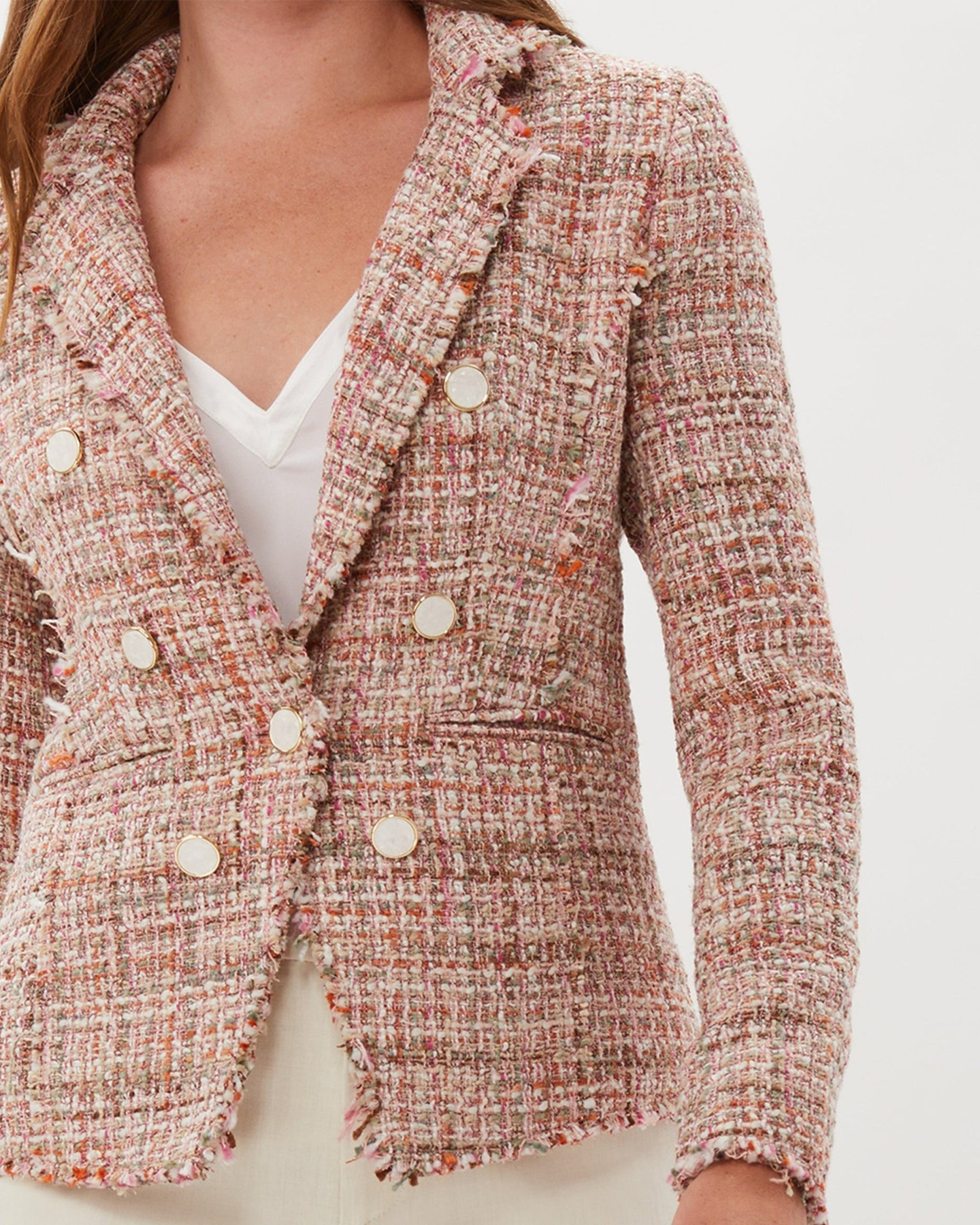 TWILL BLAZER WITH DOUBLE BREASTED LOOK - MULTI