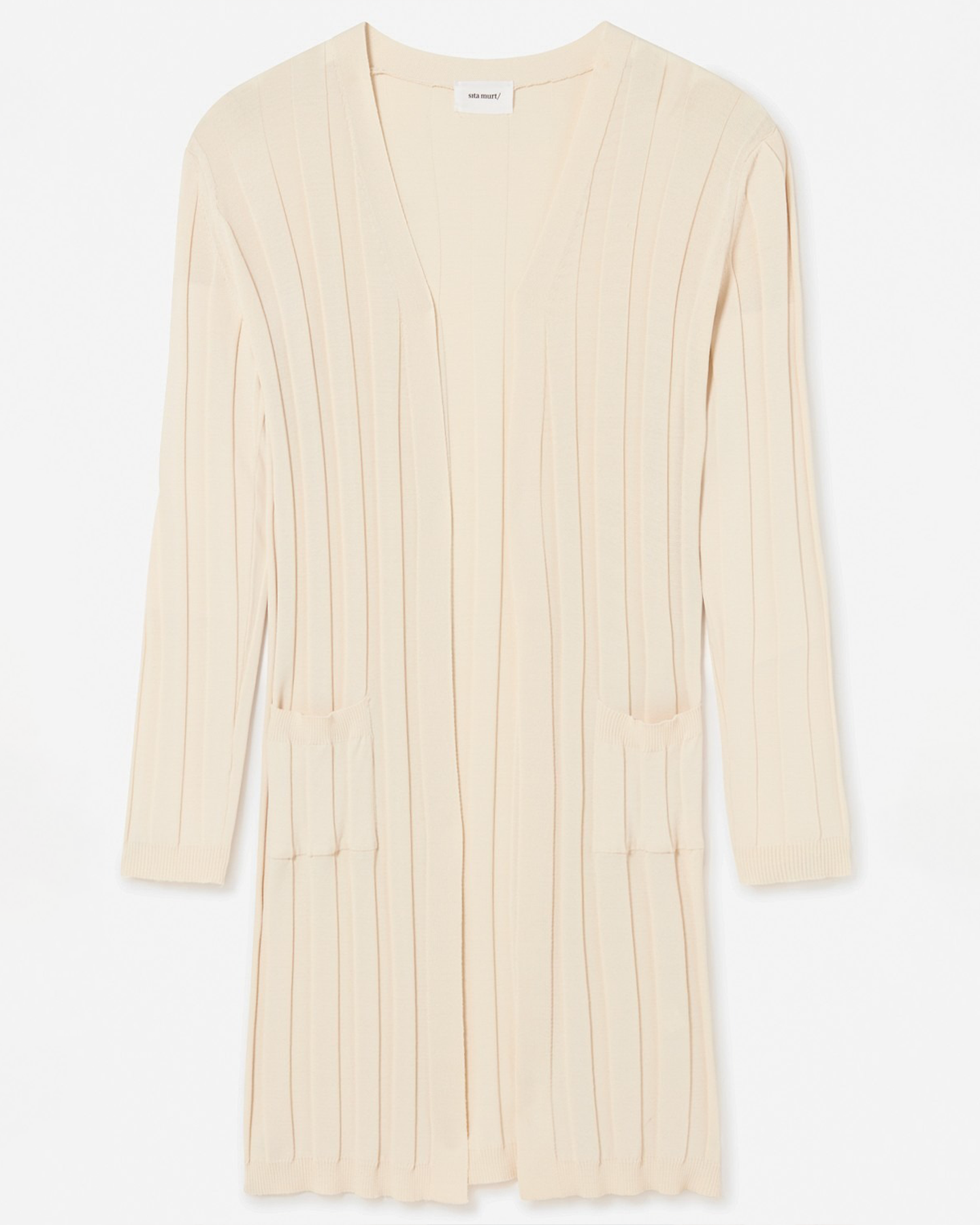 RIB KNIT CARDIGAN - ECRU