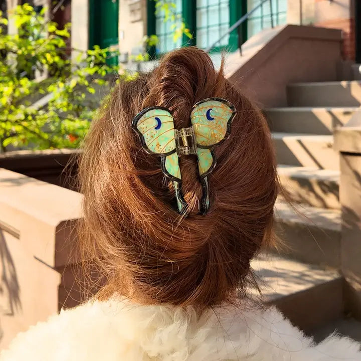 HAND-PAINTED LUNA MOTH CLAW HAIR CLIP
