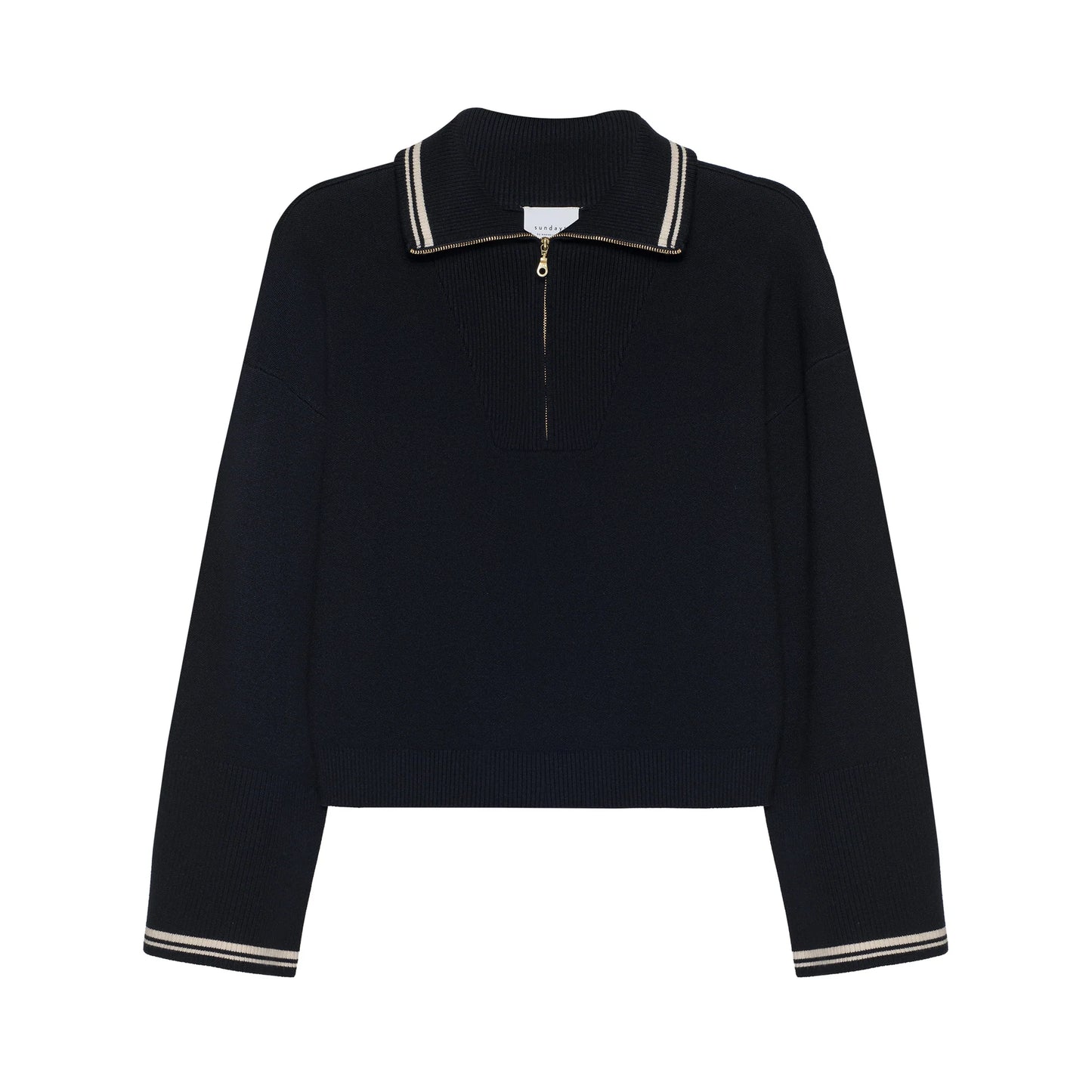 MAREN FOLDOVER COLLAR SWEATER - NAVY VANILLA
