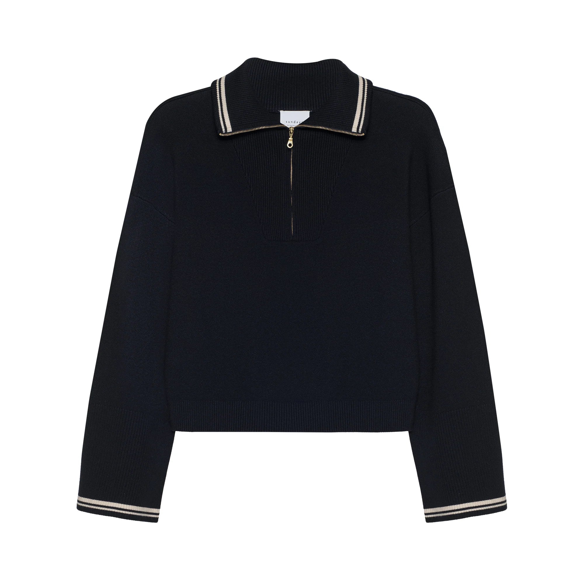 MAREN FOLDOVER COLLAR SWEATER - NAVY VANILLA