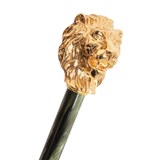 PASOTTI LEOPARD HEAD HANDLE LONG UMBRELLA - GREEN LEOPARD PRINT