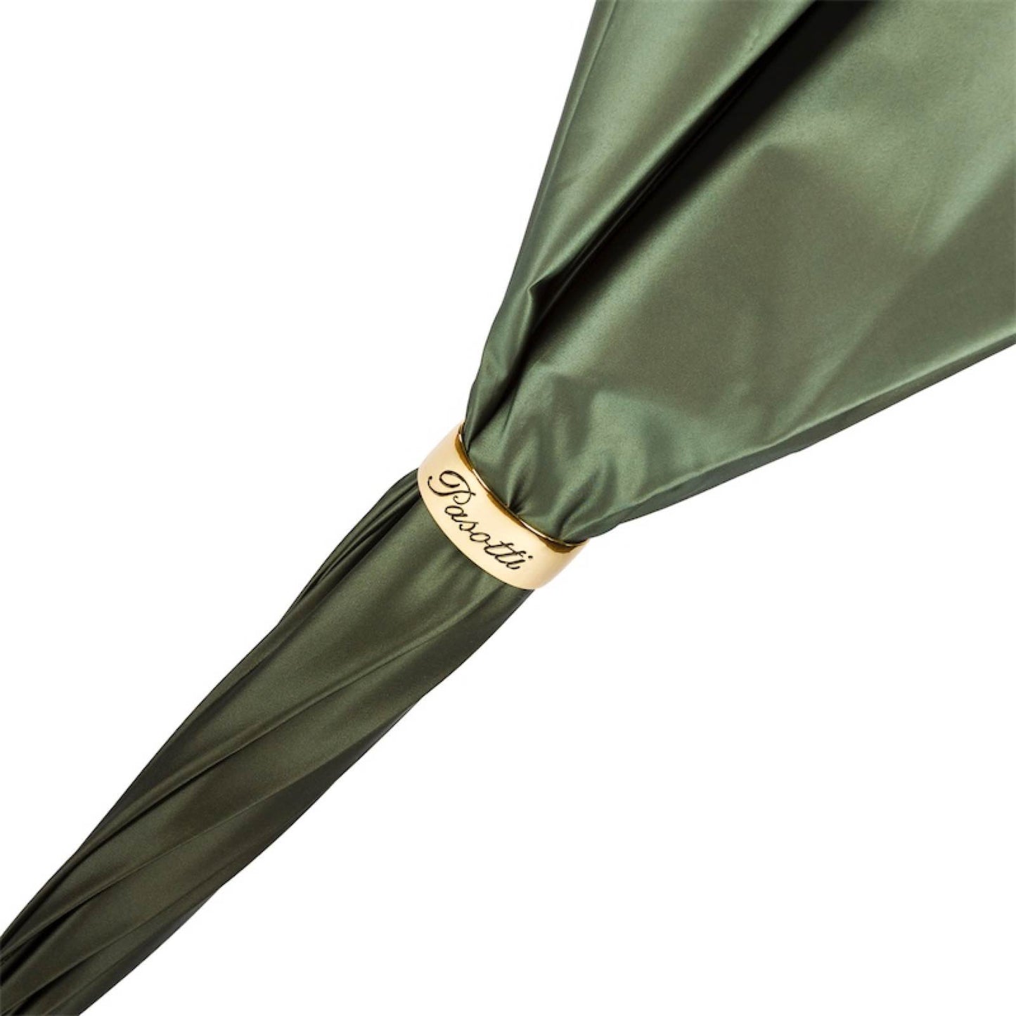 PASOTTI LEOPARD HEAD HANDLE LONG UMBRELLA - GREEN LEOPARD PRINT