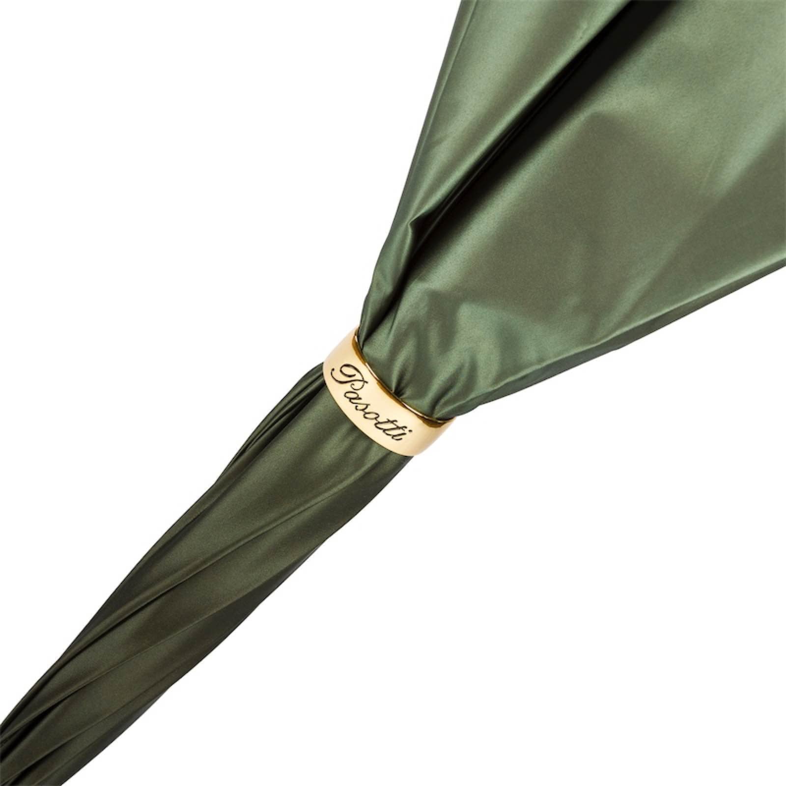 PASOTTI LEOPARD HEAD HANDLE LONG UMBRELLA - GREEN LEOPARD PRINT