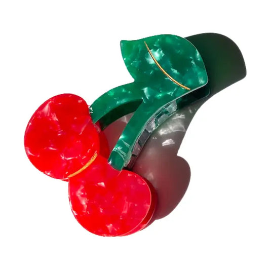 HAND PAINTED CHERRY HAIR CLIP