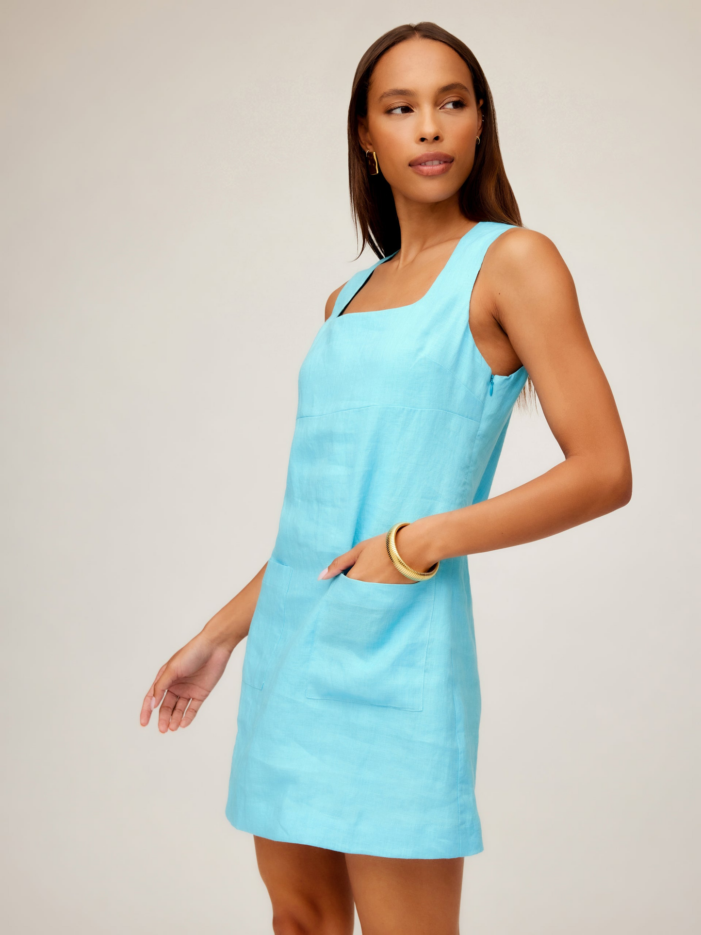 KARINA LINEN DRESS - CARIBBEAN