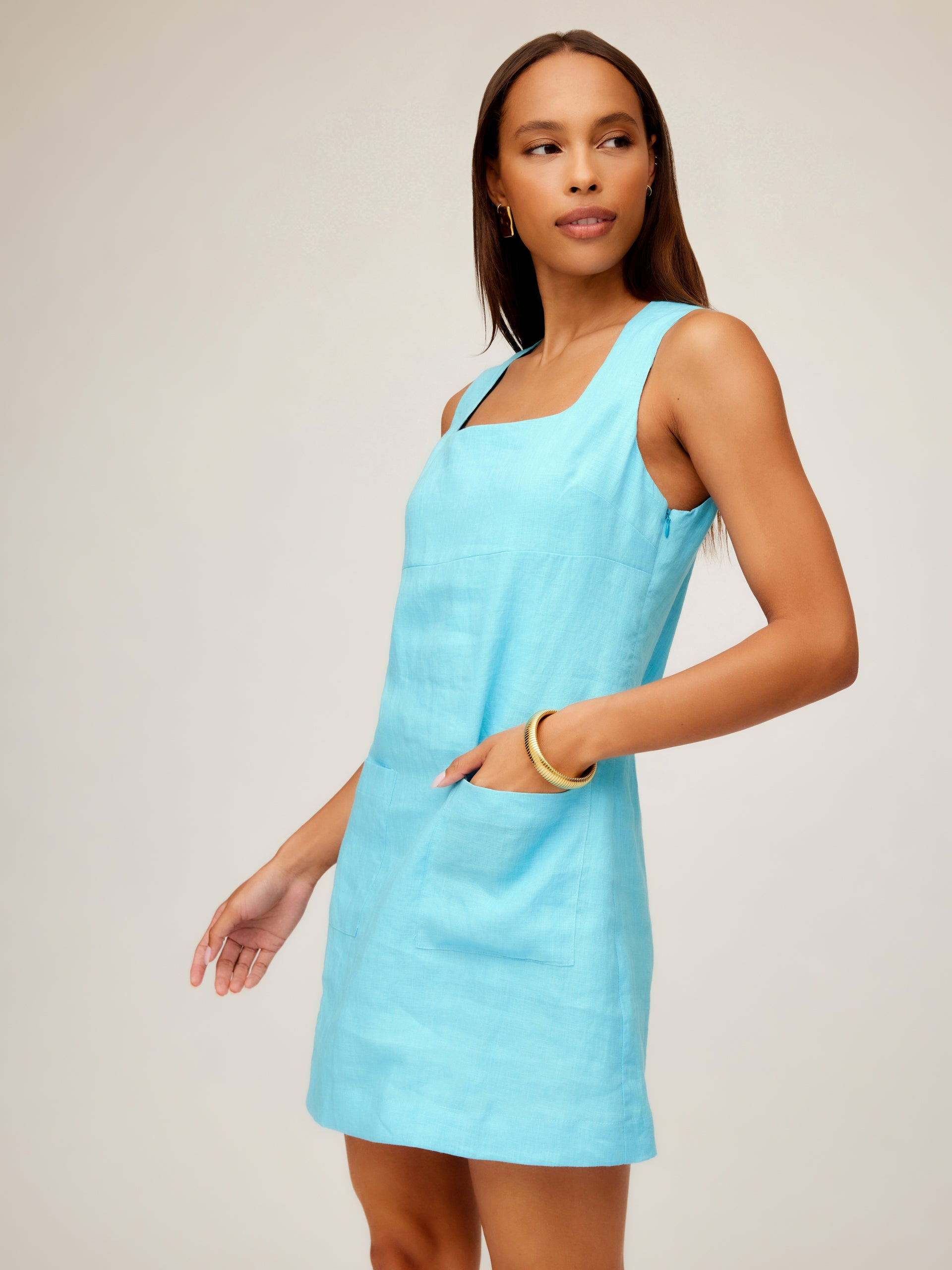 KARINA LINEN DRESS - CARIBBEAN