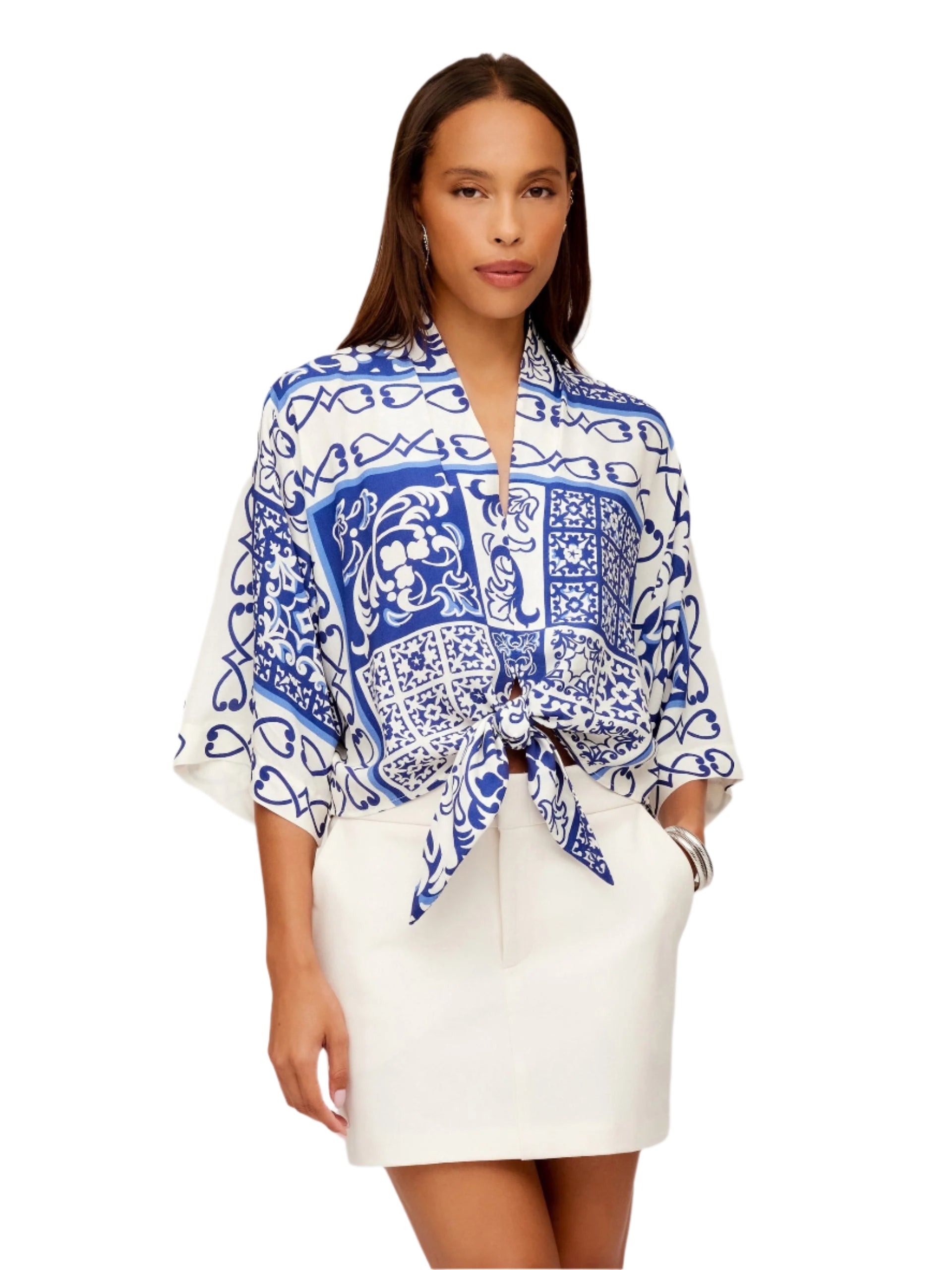 MARIBEL BUNGEE STRETCH MODERN SKIRT - ECRU