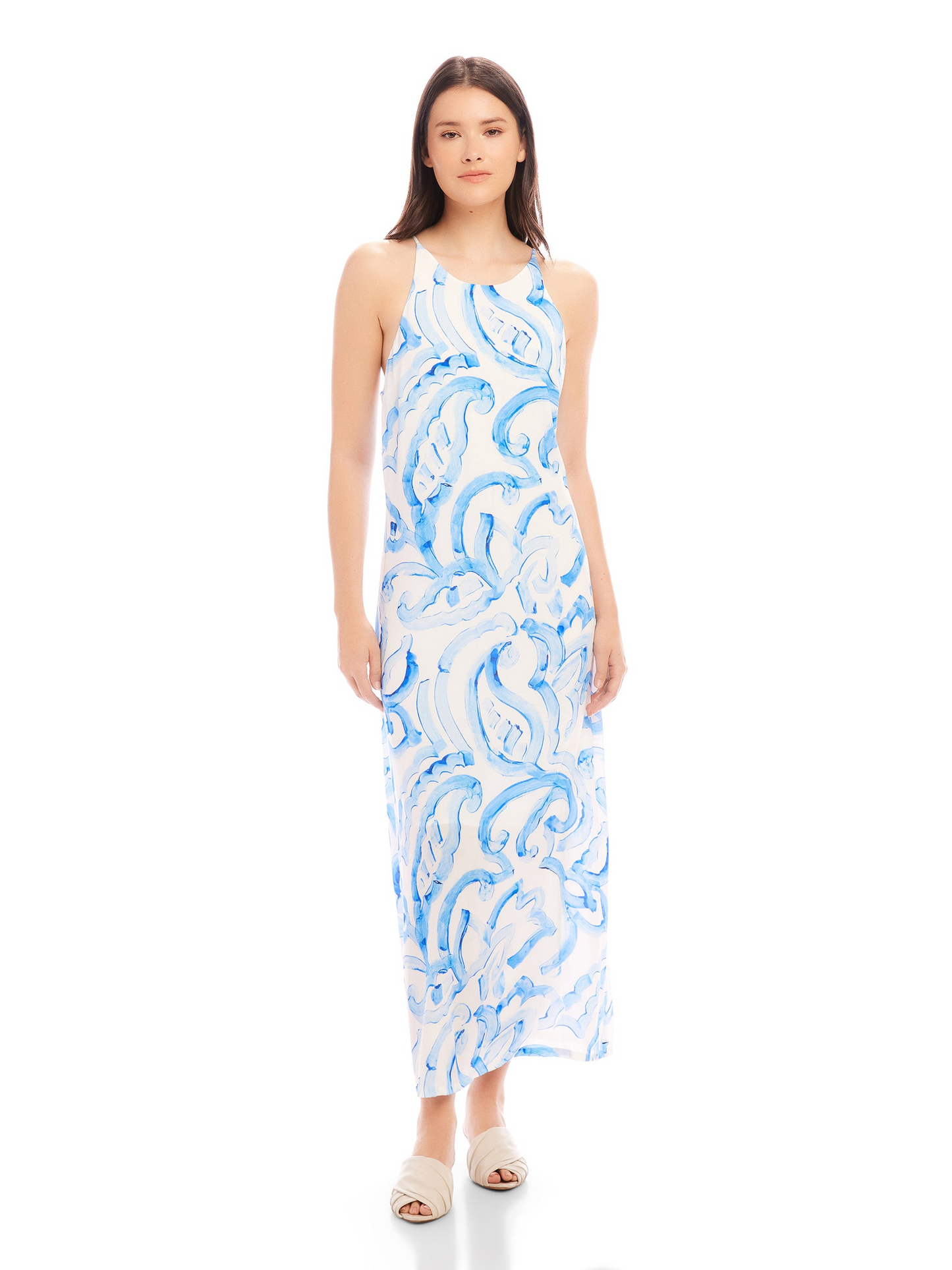 SERA PAISLEY PRINTCREPE A LINE DRESS