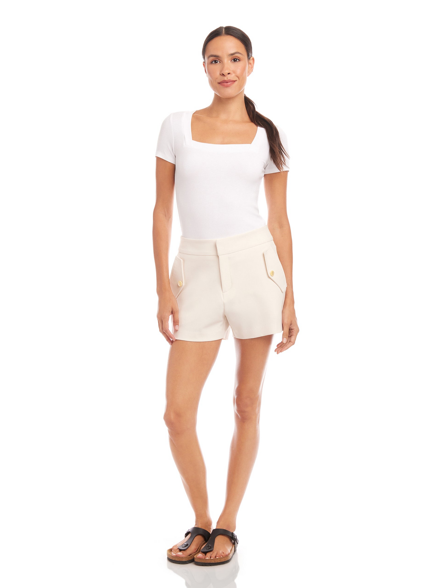 ALMA BUNGEE STRETCH WOVEN SHORT - ECRU