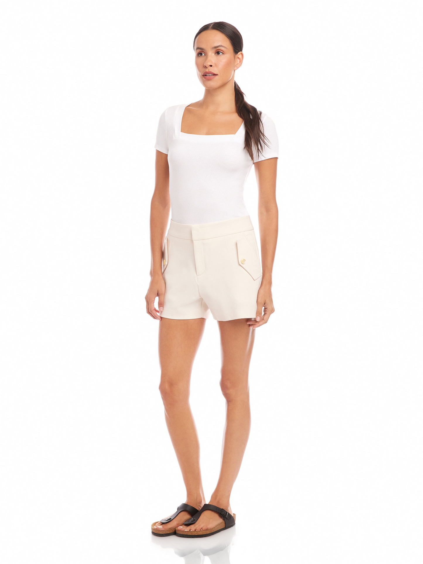 ALMA BUNGEE STRETCH WOVEN SHORT - ECRU