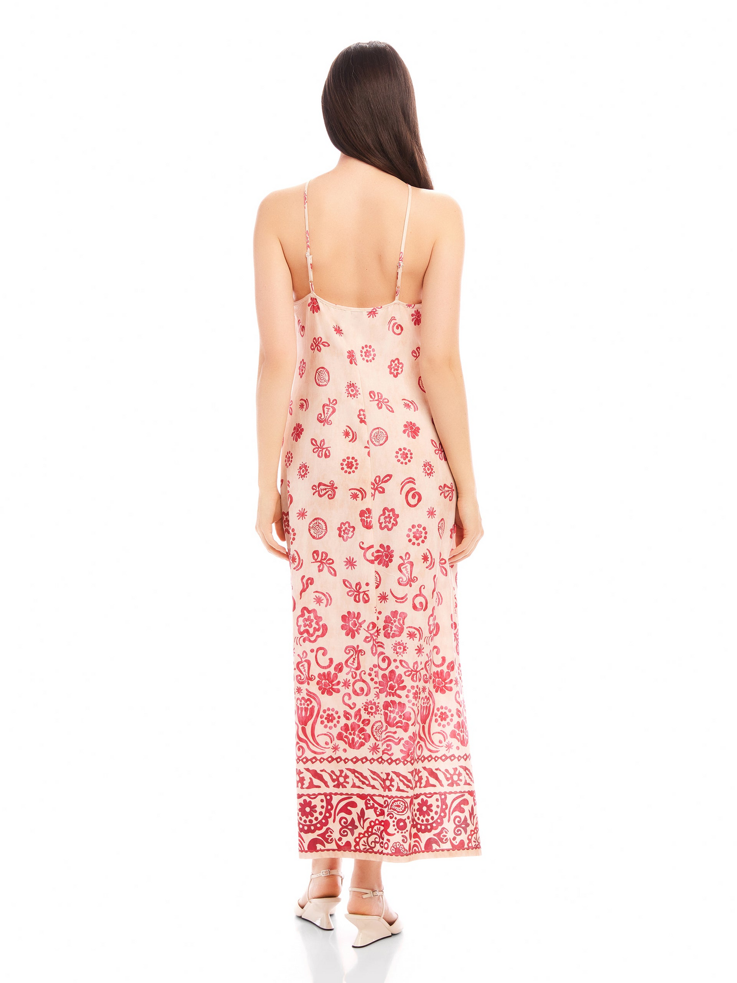 JAYLEN WATERCOLOR BORDER PRINT TWILL DRESS