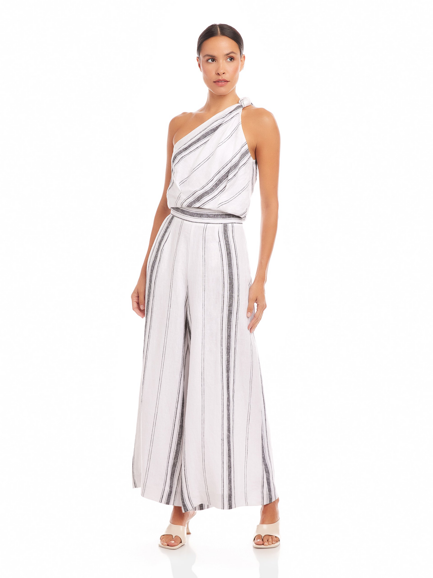 VIVIENNE BEACH STRIPE LINEN WIDE LEG PANT