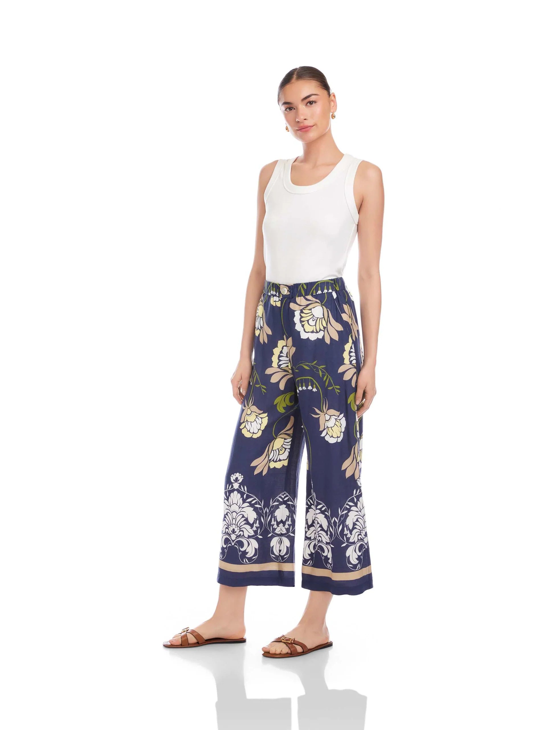 TILLY FLORAL VINE BORDER CROPPED PANT