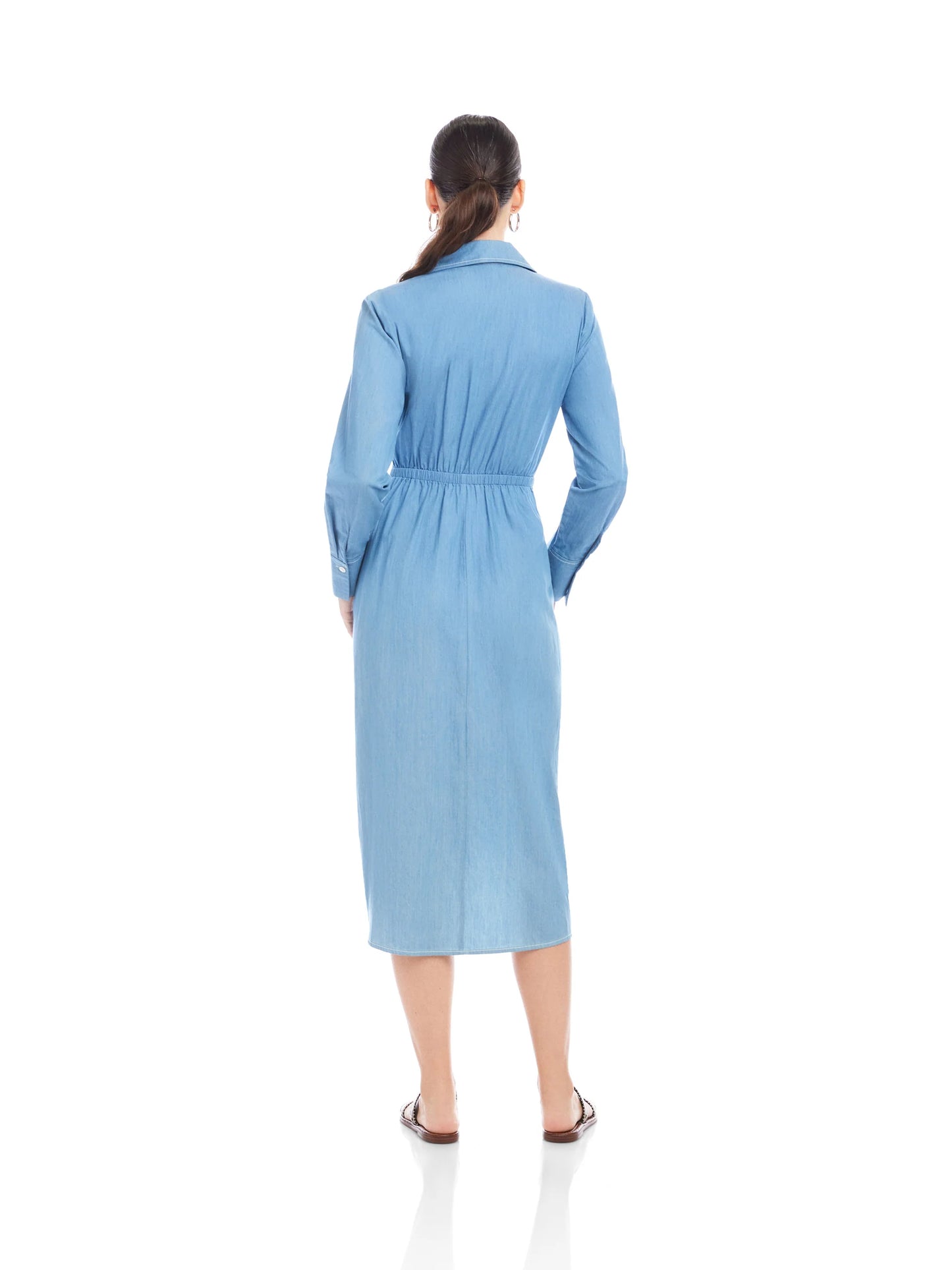 RAYLEEN PLEATED CHAMBRAY SHIRTDRESS
