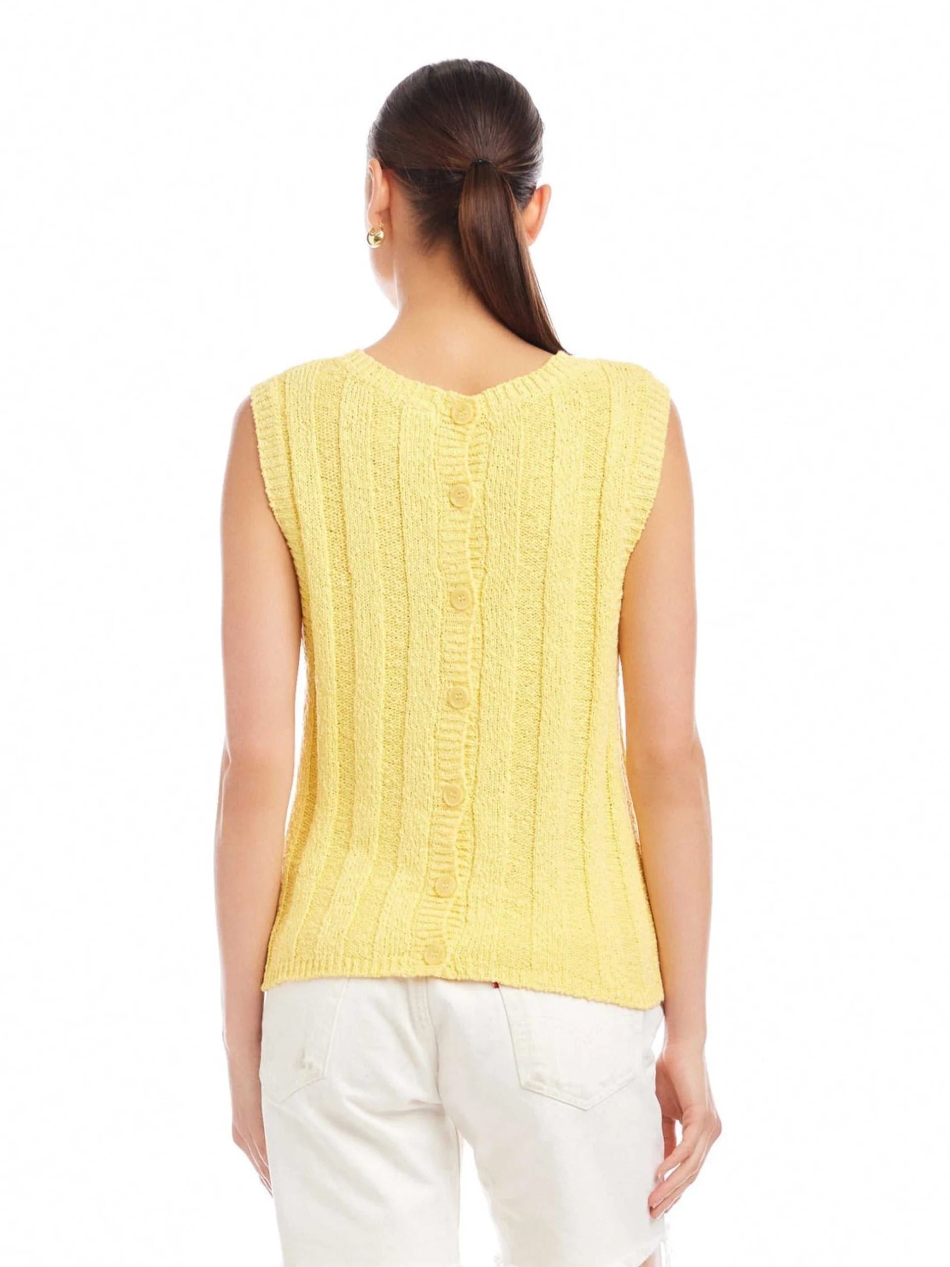 ZAYDEE CROCHET TANK TOP - BANANA