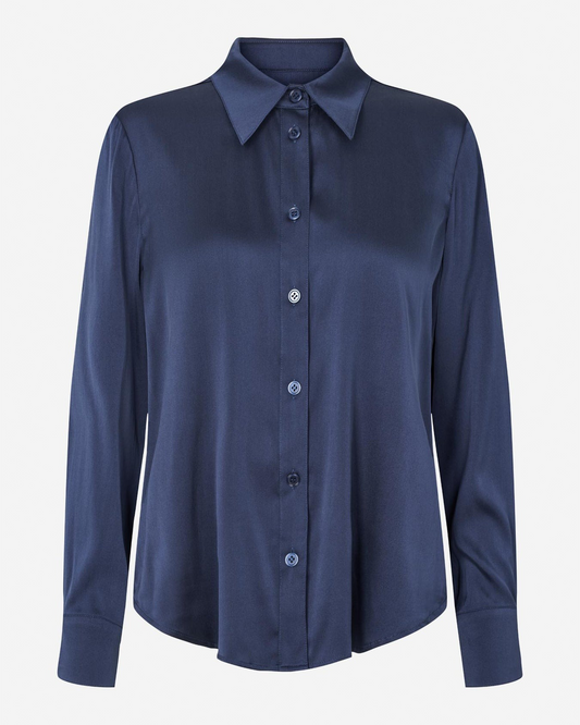 MATT LATIA SILK BLEND BLOUSE - NAVY