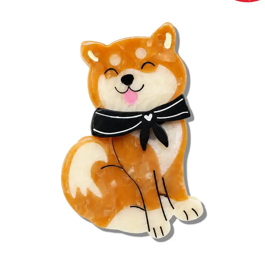 HAND PAINTED SHIBA INU CLAW CLIP