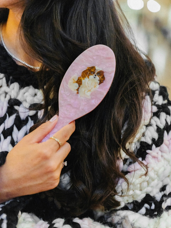 HAND PAINTED SHIH TZU PUP BRUSH