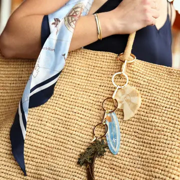 HAND PAINTED PALM TREE BAG CHARM + KEYCHAIN