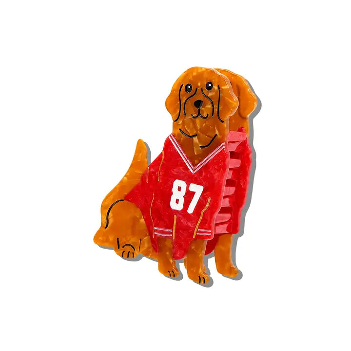 HAND PAINTED FOOTBALL DOG CLAW HAIR CLIP